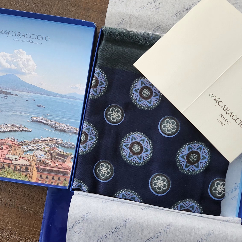 Navy Cashemire and Silk Men's Scarf